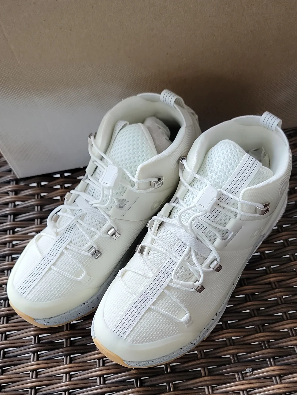 On Cloudtrax Undyed Women's White Mesh Lace Up Mid Top Sneakers